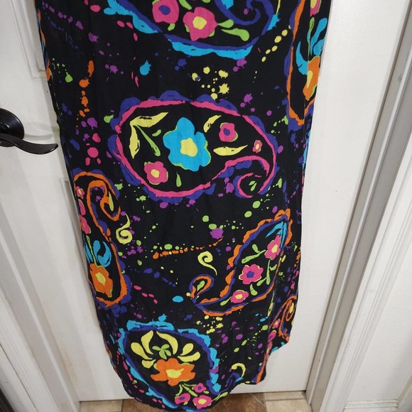 Xhilaration Womens Dress Vtg Y2K 00s Abstract Floral Paint Splatter Slip Maxi S - Picture 4 of 10